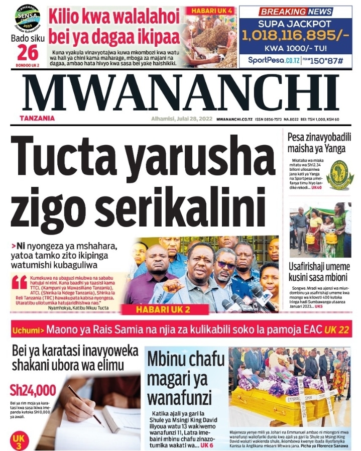 Magazeti ya leo July 28 – Habari kubwa katika magazeti ya leo