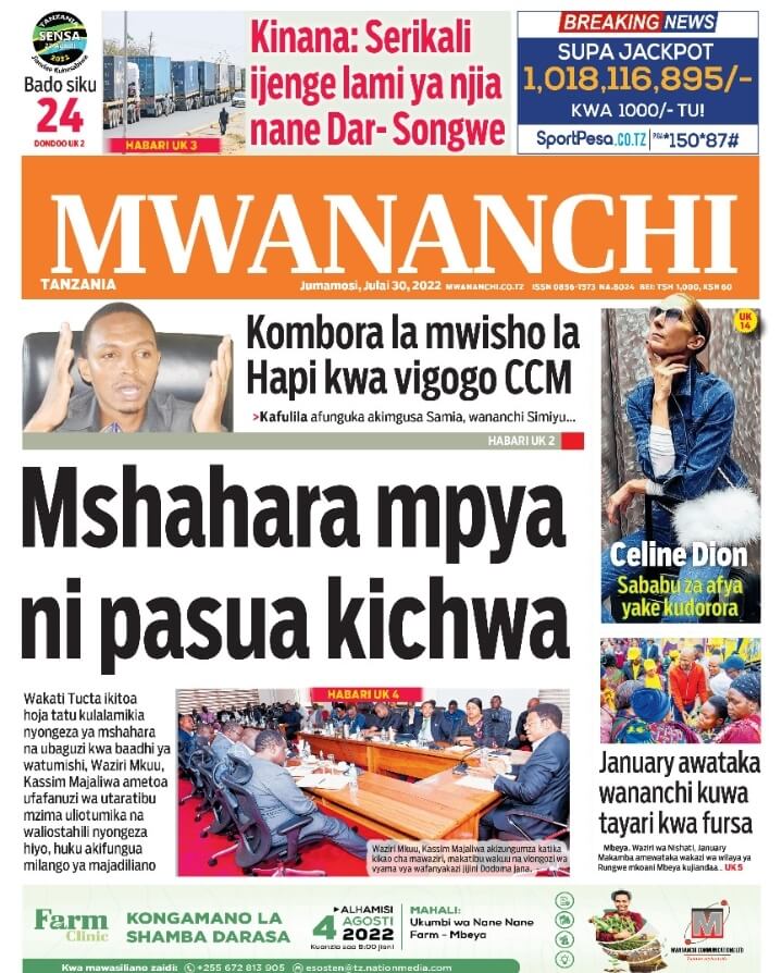 Magazeti ya leo July 30 – Habari kubwa katika magazeti ya leo