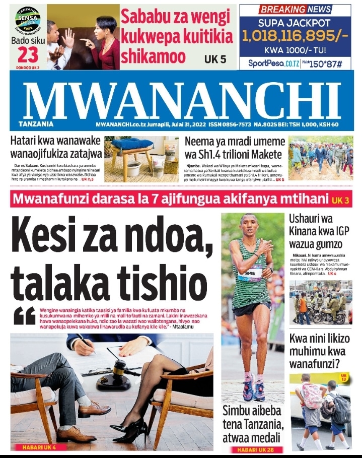 Magazeti ya leo July 31 – Habari kubwa katika magazeti ya leo