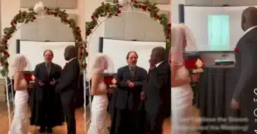 Drama as man interrupts his wedding, plays video of bride cheating with another man (Video)