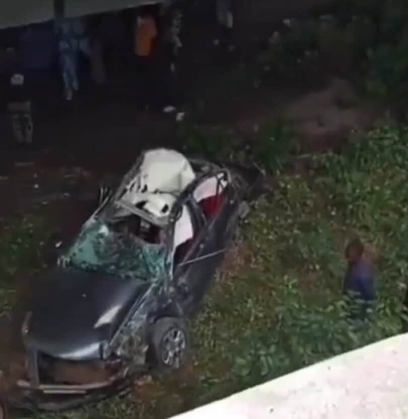 One casualty recorded as car falls off Otedola Bridge in Lagos (+Video)