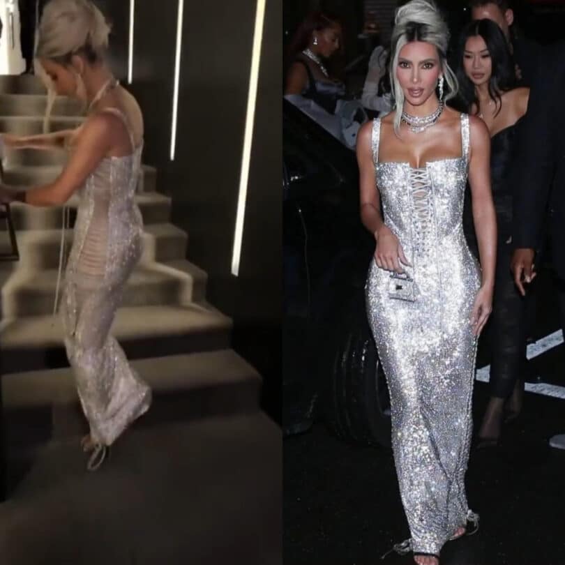 Kim Kardashian struggles to walk in tight dress at the Dolce and Gabbana after party (video)