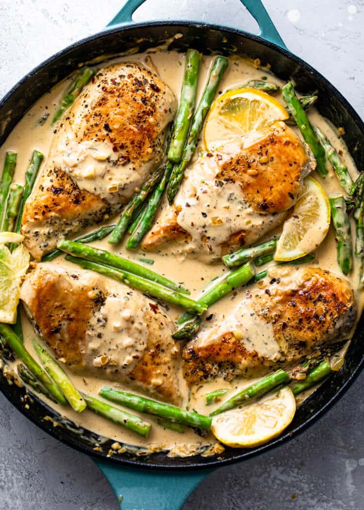 Creamy chicken & asparagus braise recipe