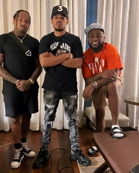 Davido and America's chance the Rapper link-up in the studio