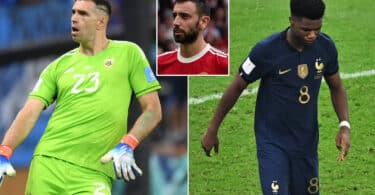 Emiliano Martinez mocks another France player after finishing with Kylian Mbappe