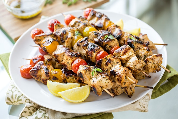 Chicken & lemon skewers Recipe