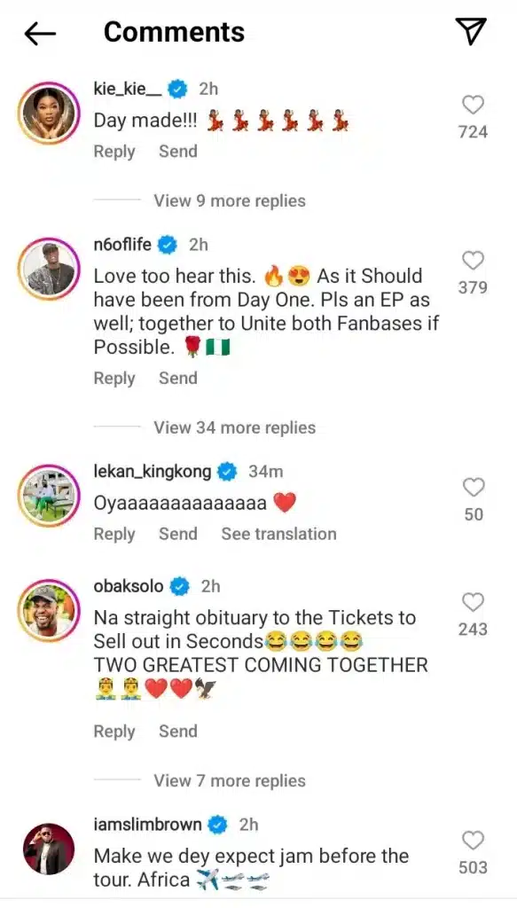 Davido reacts as Wizkid announces he's going on tour with him