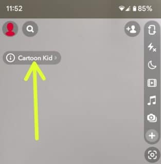 How to send a snap with the cartoon face lens