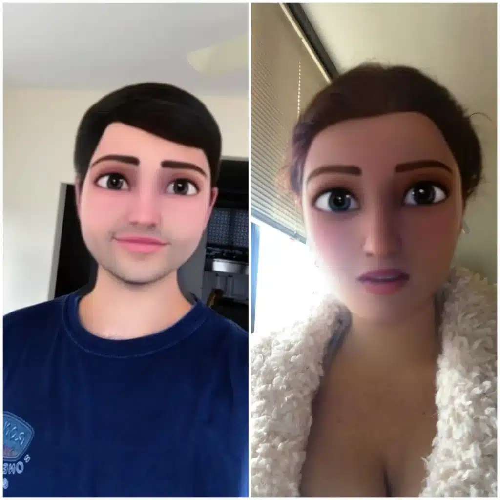 How to send a snap with the cartoon face lens